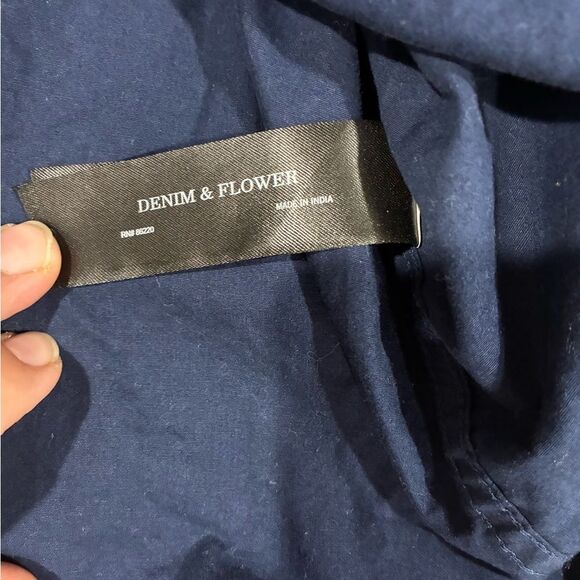 Denim & Flower Ricky Singh Men’s Slim Fit Shirt Navy Geometric Print Long Slv Sm - Picture 4 of 8